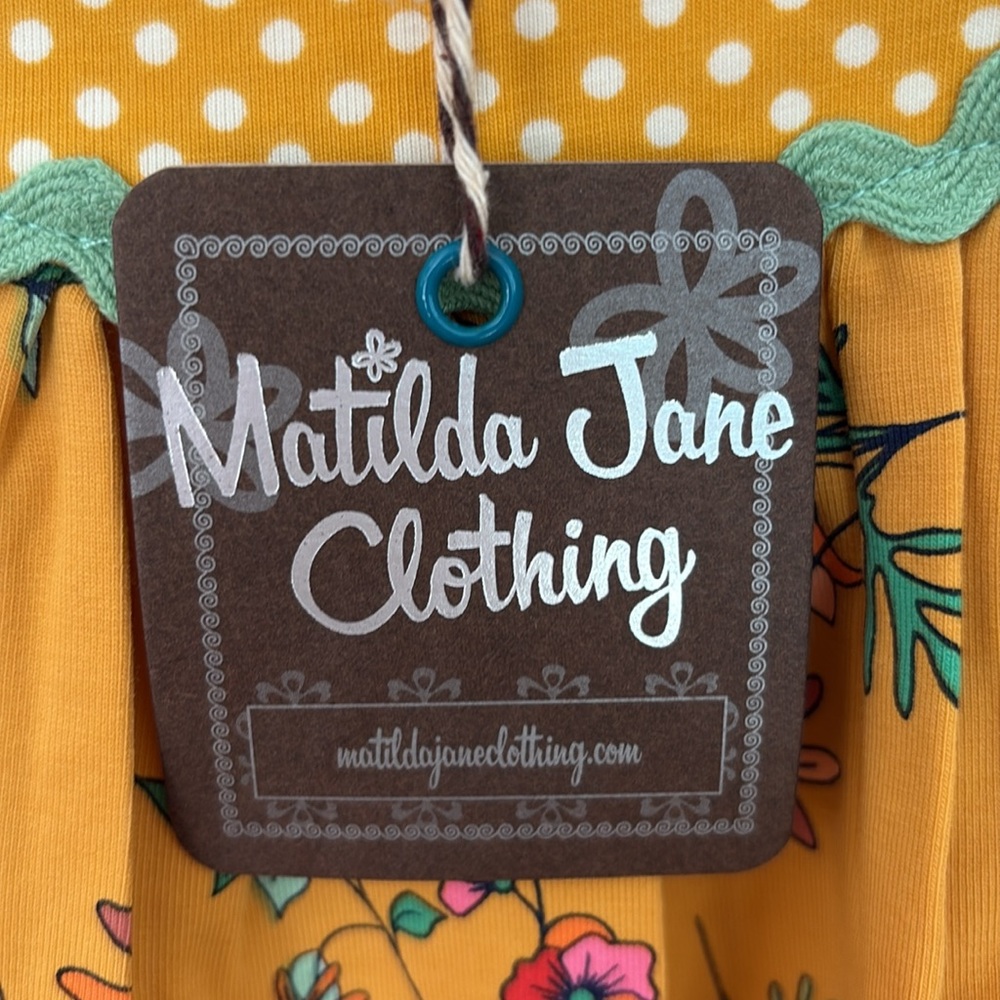 Matilda Jane Gold Floral “Stand Tall Be Sweet” Ruffle Sleeve Dress NWT - Picture 6 of 6